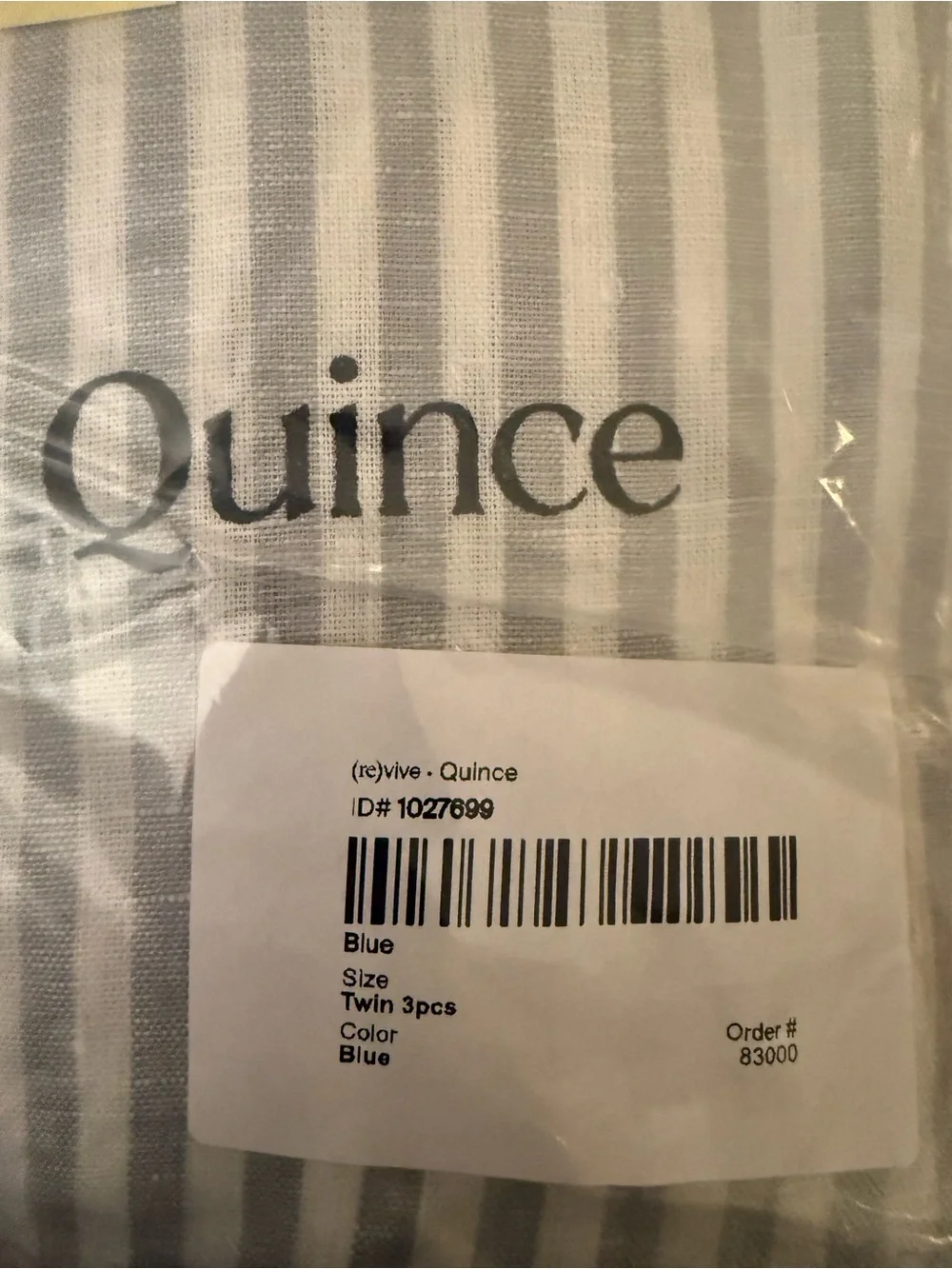 Quince Blue and White Striped Duvet cover + Sham
